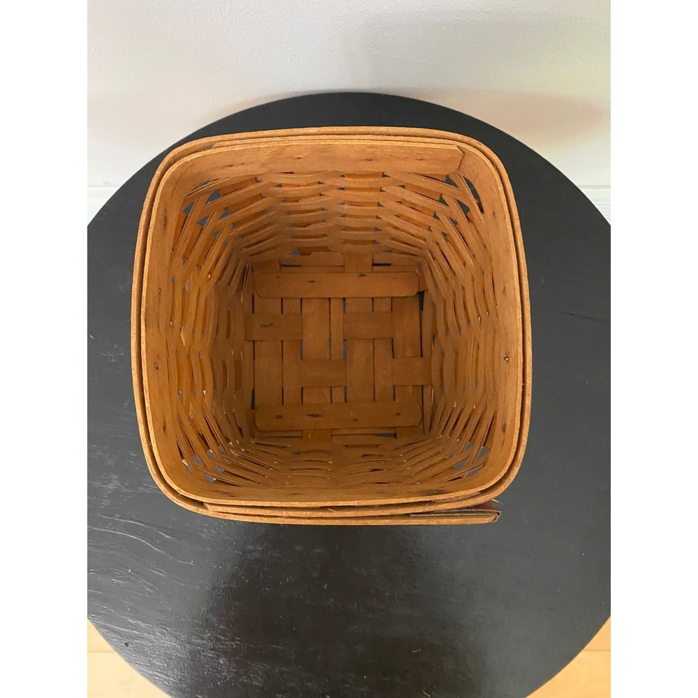 Longaberger Basket Unisex Small Brown 1994 Vintage Handwoven Square Farmhouse - Picture 5 of 6